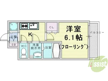 エスリード梅田グランノース(1K/3階)の間取り写真