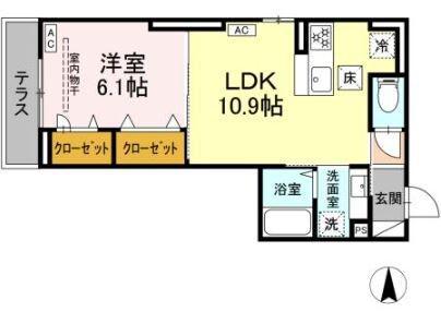 D PAINA 中野島II(1LDK/3階)の間取り写真