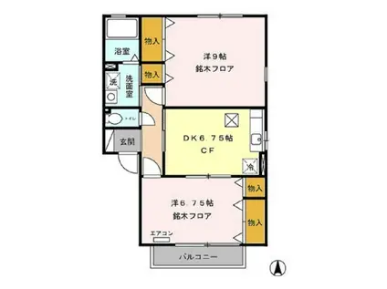 グリーンコートカトレア館(2DK/2階)の間取り写真