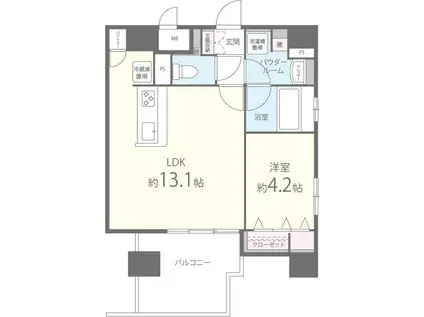 メゾン エスプリ 生田(1LDK/11階)の間取り写真