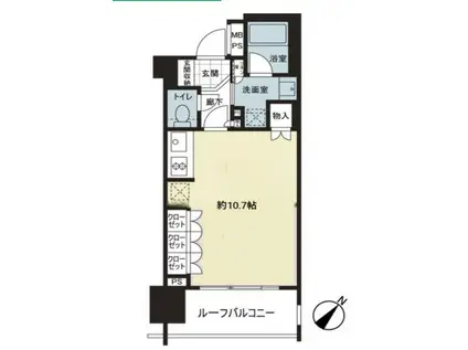 ライオンズアイル赤坂(ワンルーム/12階)の間取り写真