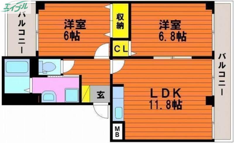 PLEIADES A棟(2LDK/1階)の間取り写真