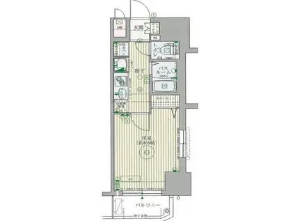 エステムコート博多・祇園ツインタワー セカンドステージ(1K/11階)の間取り写真