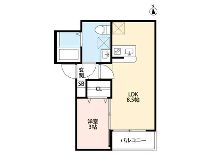 NKクレール南流山(1LDK/1階)の間取り写真