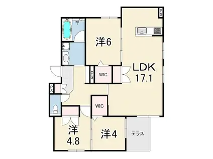 HEBEL MAISON 塚口(3LDK/1階)の間取り写真