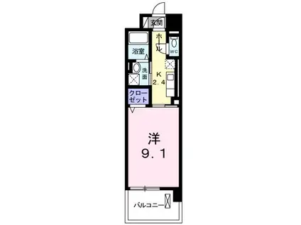 レジデンス西川(1K/7階)の間取り写真