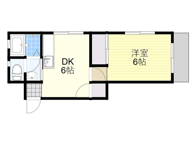 長吉ハイツ(1DK/1階)の間取り写真