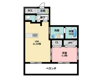 SELENE(1LDK/1階)の間取り写真