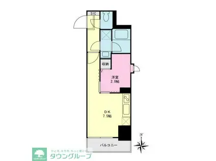 プライムネクサス大森海岸駅(1DK/11階)の間取り写真