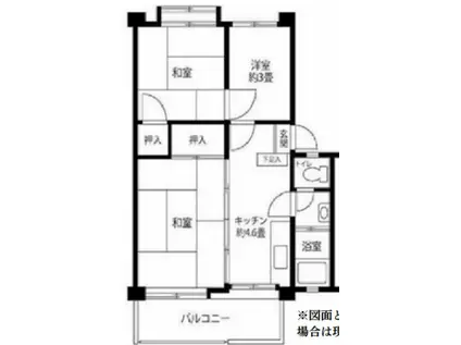 京王線 芦花公園駅 徒歩12分 5階建 築59年(3DK/5階)の間取り写真