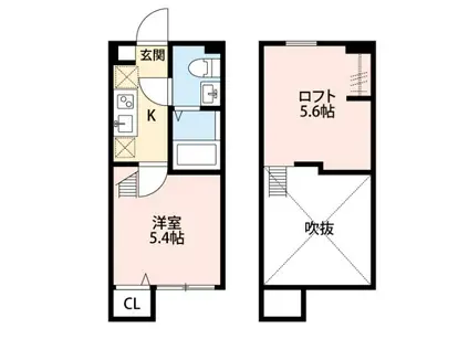 LOUPDEMER相模大野(1K/1階)の間取り写真