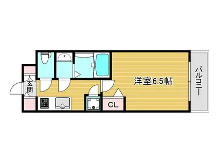 ベイサイドパークOSAKAノースレジデンシス(1K/4階)の間取り写真