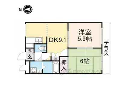 サン・レジデンス(2DK/1階)の間取り写真