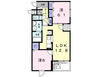 アクヘドール カーサ(2LDK/5階)の間取り写真