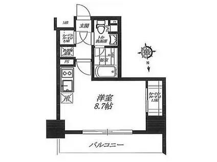 ザ・パークワンズ芝公園(ワンルーム/9階)の間取り写真