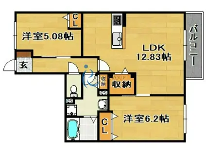 BB HOUSE巽東(2LDK/1階)の間取り写真