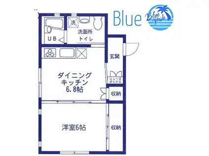 ハレラキモク(1DK/1階)の間取り写真