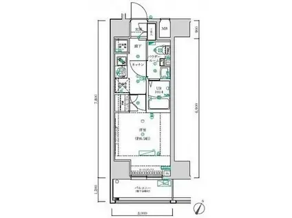 SQUARE CITY KAWASAKI(1K/2階)の間取り写真