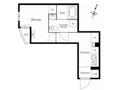 プレニーズ護国寺プルミア(1K/2階)の間取り写真