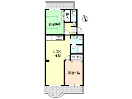 ニューエイト本郷第2(2LDK/2階)の間取り写真