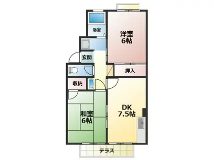 浜尾ハイツ(2DK/1階)の間取り写真