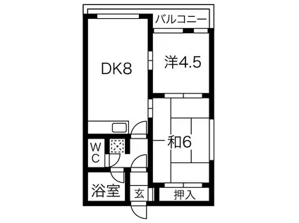 第11ハイツノースリヴァー白石(2LDK/3階)の間取り写真