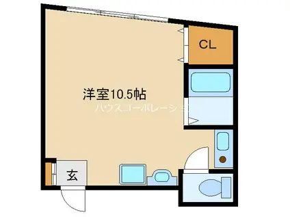 隆起ビル(1K/3階)の間取り写真