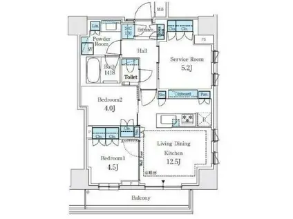 パークホームズ文京白山ヒルテラス(2SLDK/2階)の間取り写真