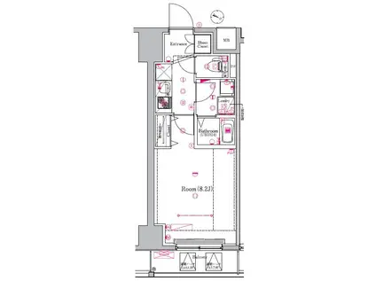 メイクスデザイン東十条(1K/7階)の間取り写真
