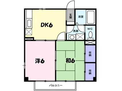 グリーンビラ六甲(2DK/1階)の間取り写真