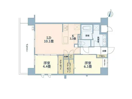 ウメキタテラス(2LDK/10階)の間取り写真