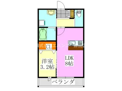 AQUE23(1LDK/3階)の間取り写真