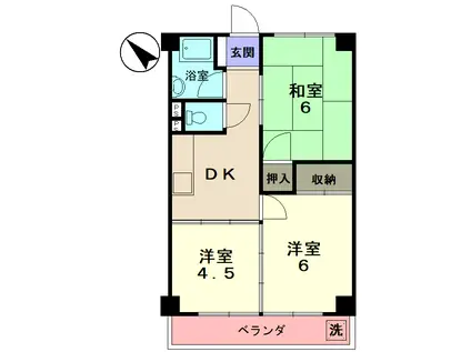 メゾンド絵志野(3DK/2階)の間取り写真