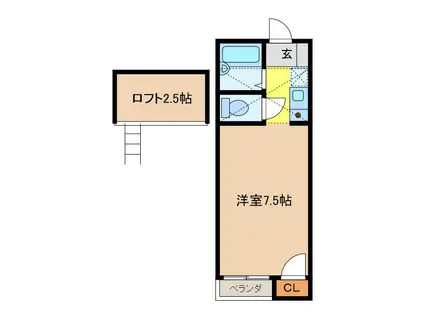 エムパヤール(ワンルーム/2階)の間取り写真