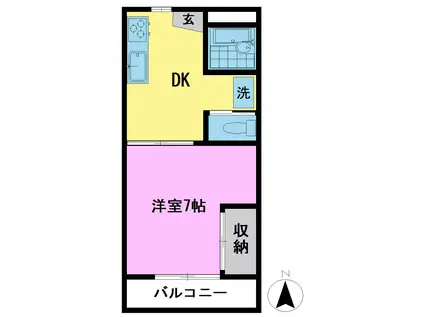 MM飯塚(1DK/2階)の間取り写真