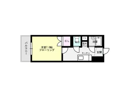 パークコート箱崎グランデ(1K/6階)の間取り写真