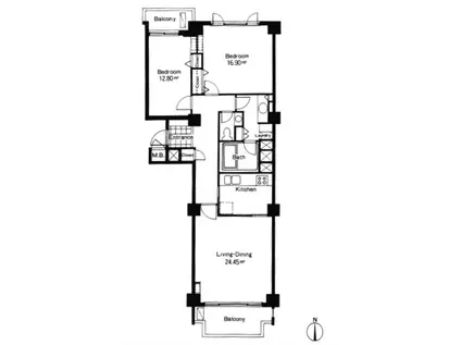 広尾ガーデンヒルズ(2LDK/3階)の間取り写真