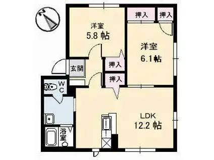 コートMT H館(2LDK/1階)の間取り写真