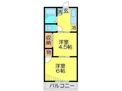 ハイツ溝端(2K/2階)の間取り写真