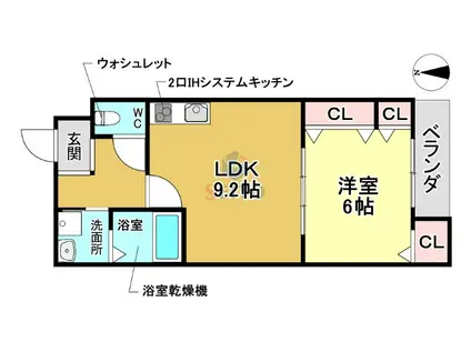カサデチョコ(1LDK/2階)の間取り写真