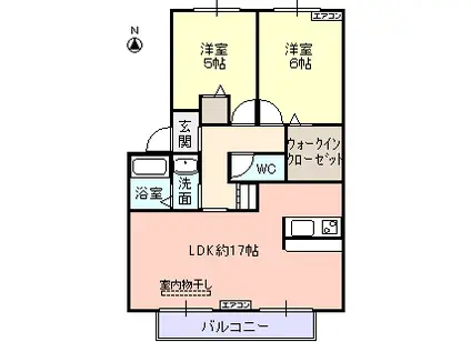 フローラルヒルズ フリーセア(2LDK/1階)の間取り写真