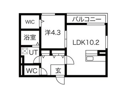 カームタイム栄生(1LDK/1階)の間取り写真
