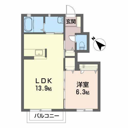 ぽっとハウス(1LDK/1階)の間取り写真