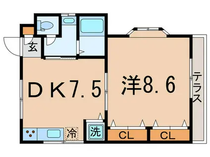 大井テラスT2(1DK/1階)の間取り写真