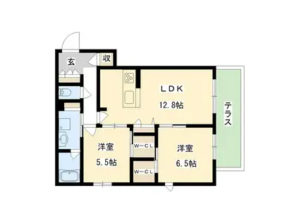 シャーメゾン ビスカリア(2LDK/2階)の間取り写真