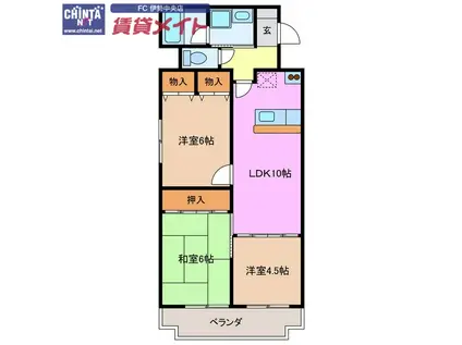 エスペランサ磯部(3LDK/5階)の間取り写真