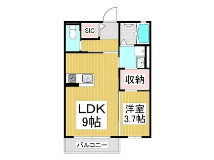 パーシモンハウス(1LDK/1階)の間取り写真