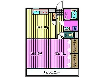 フォンテーヌ(2DK/3階)の間取り写真