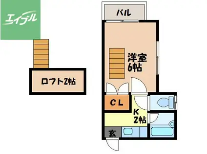 サンパール三原A棟(1K/2階)の間取り写真
