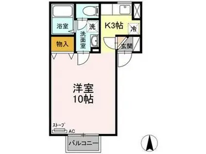 ボナージュ・ポム(1K/1階)の間取り写真